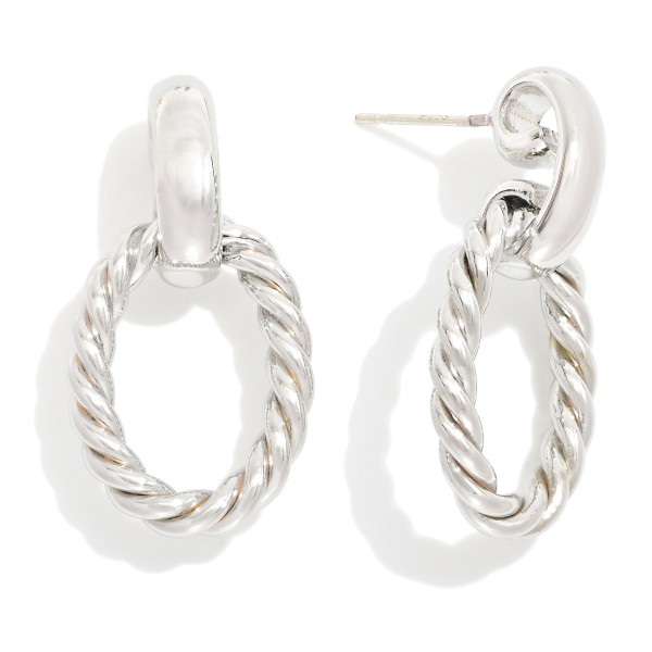 Wholesale metal Twisted Oval Door Knocker Drop Earring L k Gold Dipped Sterling