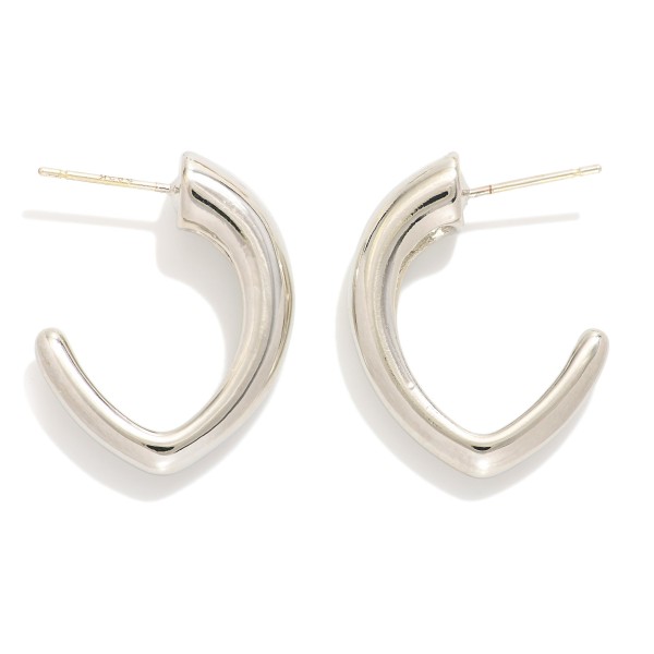 Wholesale simple Metal Rounded V Hoop Earring L K Gold Dipped Sterling Silver Po