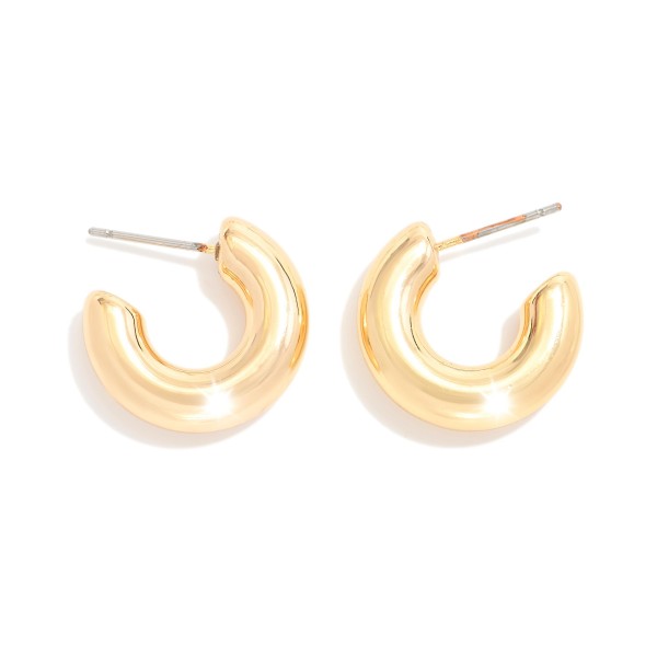 Wholesale simple Metal Huggie Hoop Earring L Gold Dipped
