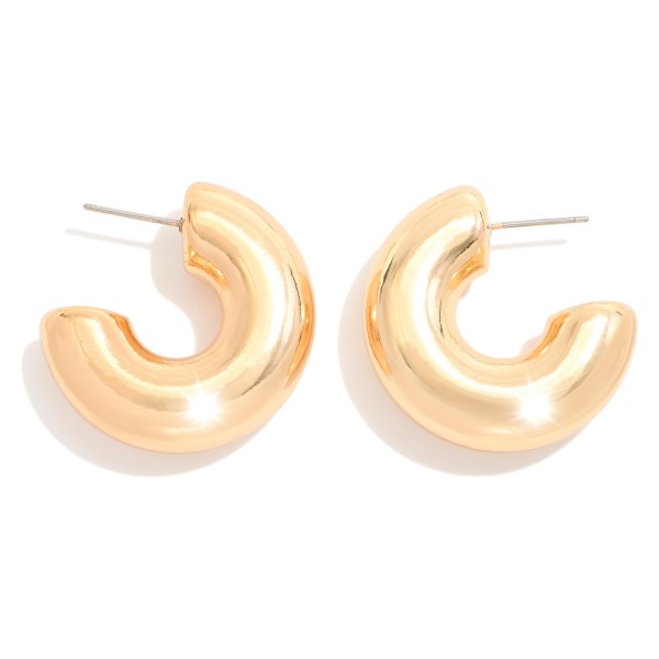 Wholesale simple Chunky Huggie Hoop Earring L Gold Dipped