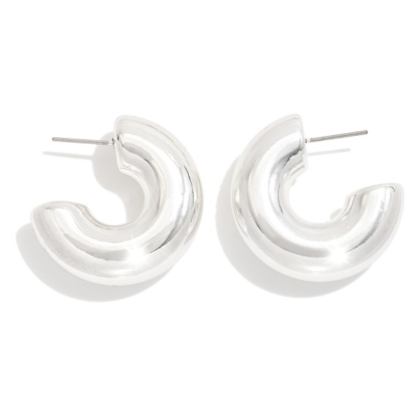 Wholesale simple Chunky Huggie Hoop Earring L Gold Dipped