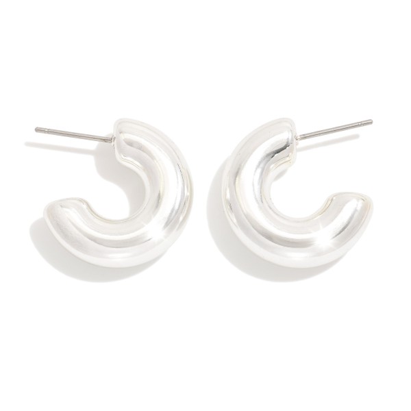 Wholesale simple Chunky Huggie Hoop Earring L Gold Dipped
