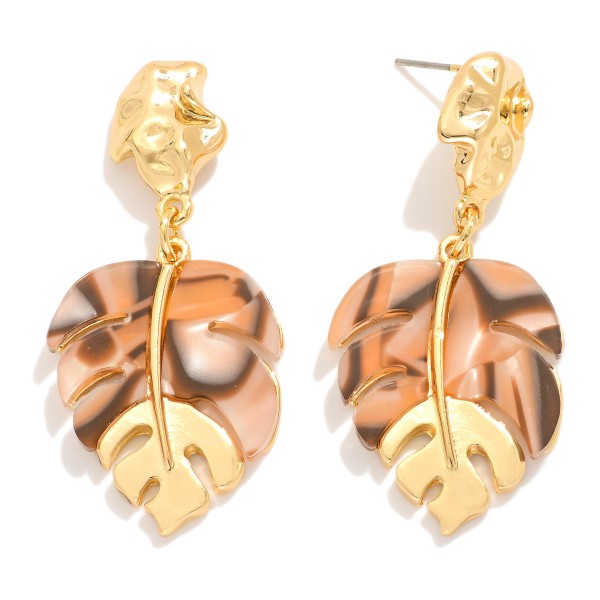 Wholesale metal Acetate Leaf Post Drop Earrings L