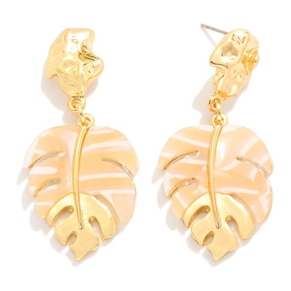 Wholesale metal Acetate Leaf Post Drop Earrings L