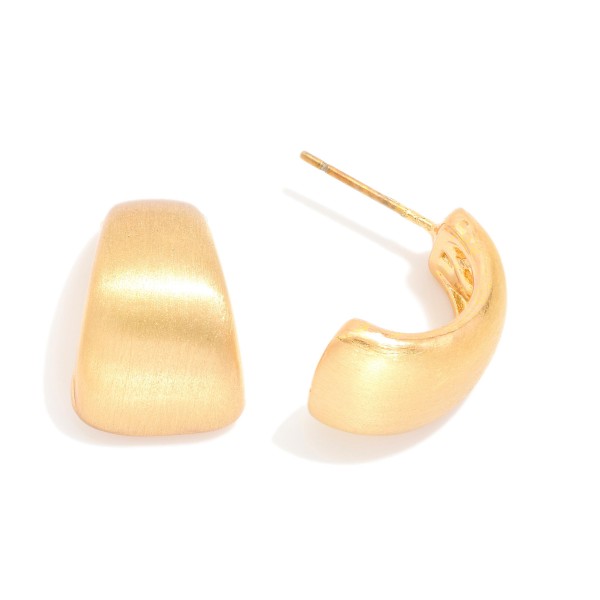 Wholesale brushed Metal Chunky Half Hoop Drop Earrings L