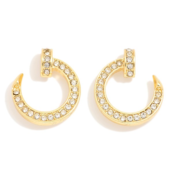 Wholesale rhinestone Studded Nail Hoop Drop Earrings L