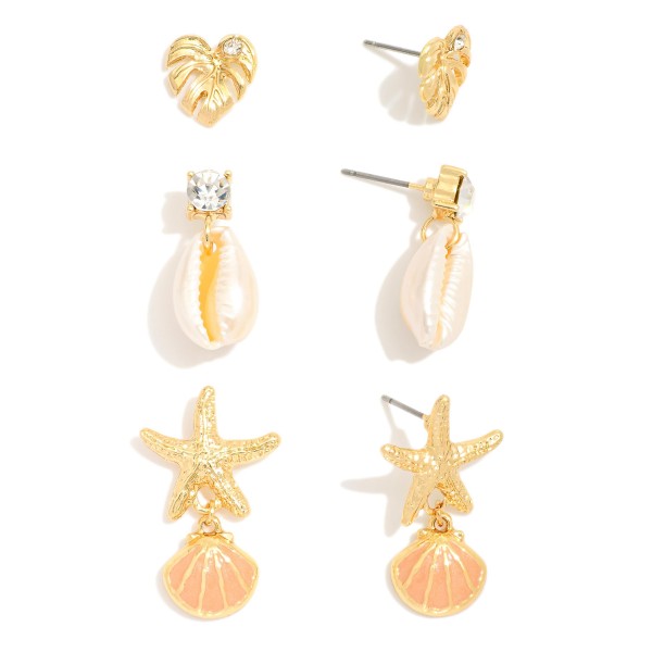 Wholesale set Three Beach Stud Drop Earrings L