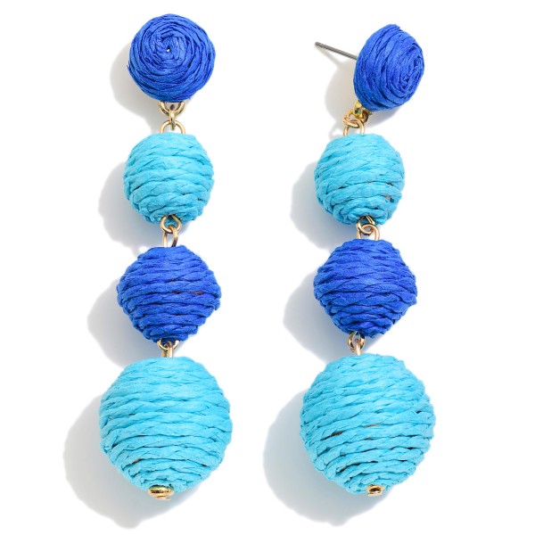Wholesale linked Raffia Wrapped Balls Post Drop Earrings L