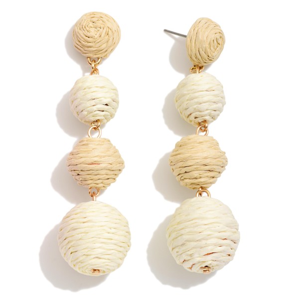 Wholesale linked Raffia Wrapped Balls Post Drop Earrings L