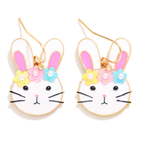 Wholesale enamel Easter Bunny Drop Earrings Pearl Details L