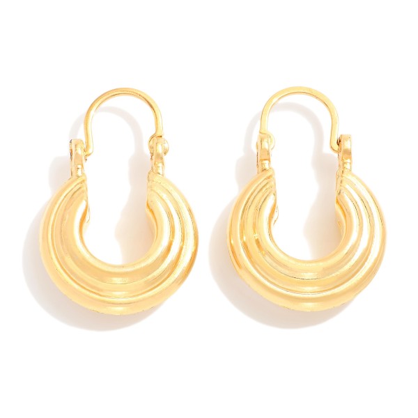 Wholesale chunky Metal Ribbed Hoop Earrings D k Gold Hypoallergenic Made Brazil