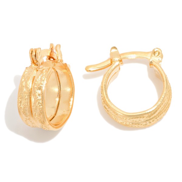 Wholesale layered Textured Metal Hoop Earrings D k Gold Hypoallergenic Made Braz