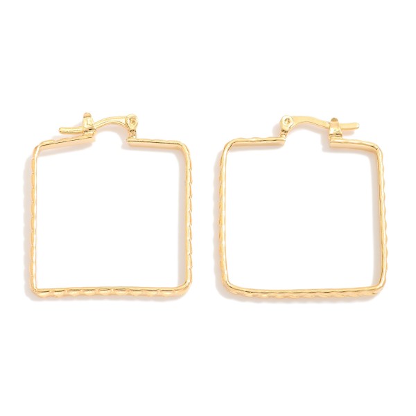 Wholesale textured Metal Square Hoop Earrings D k Gold Hypoallergenic Made Brazi