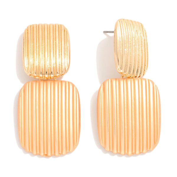Wholesale textured Linked Meta Square Post Drop Earring L