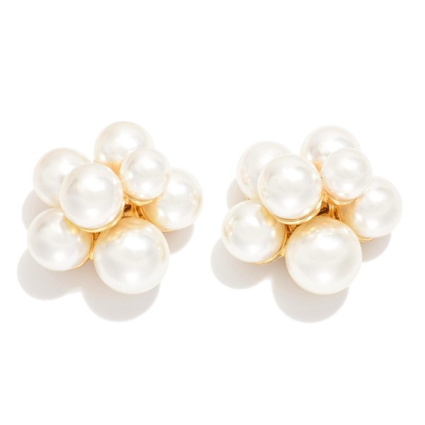 Wholesale large Pearl Cluster Post Drop Earrings L
