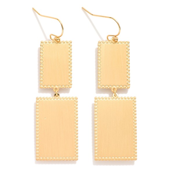Wholesale linked Metal Rectangles Drop Earrings Textured Edges L