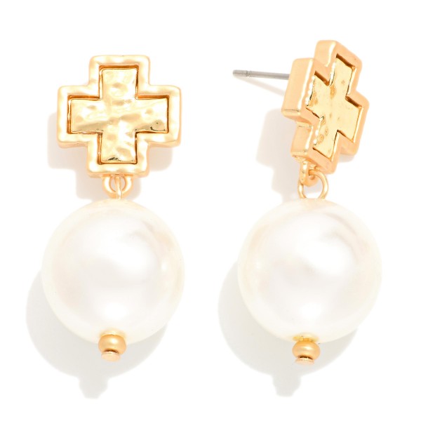 Wholesale metal Linked Hammered Metal Cross Pearl Ball L
