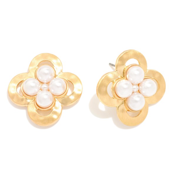 Wholesale metal Clover Drop Earring Pearls L