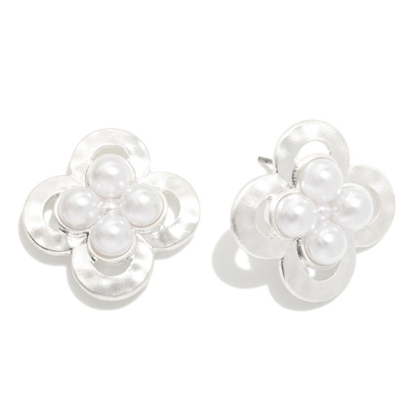 Wholesale metal Clover Drop Earring Pearls L