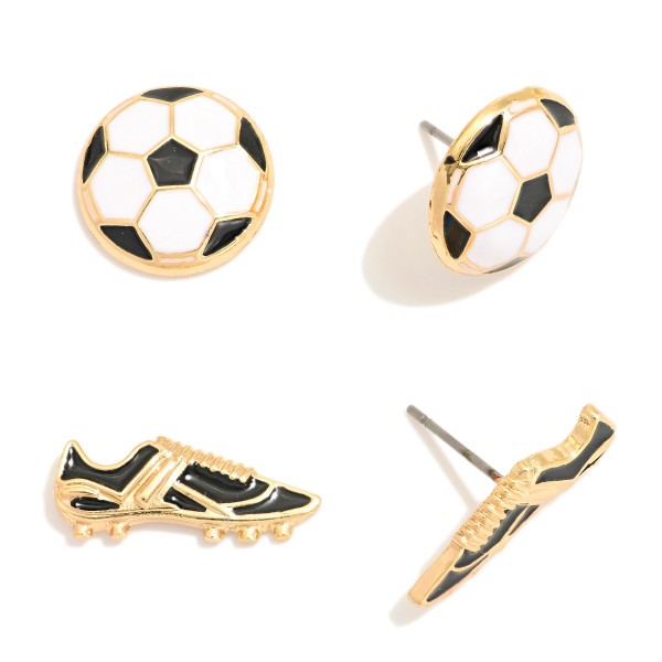 Wholesale set Two Enamel Soccer Ball Cleats Stud Earrings L