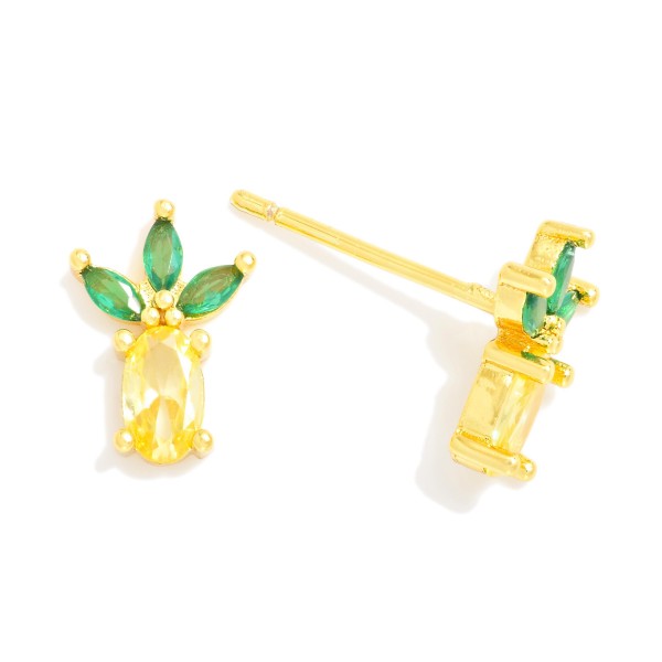 Rhinestone Pineapple Stud Earrings

- Approximately .5" L