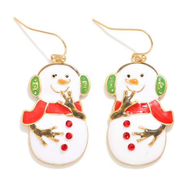 Enamel Snowman Drop Earrings 

- Approximately 1.5" L
