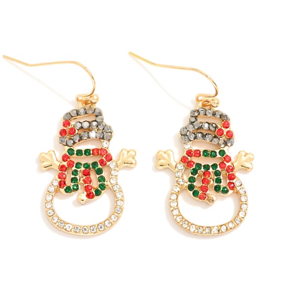 Wholesale rhinestone Studded Metal Snowman Drop Earrings L