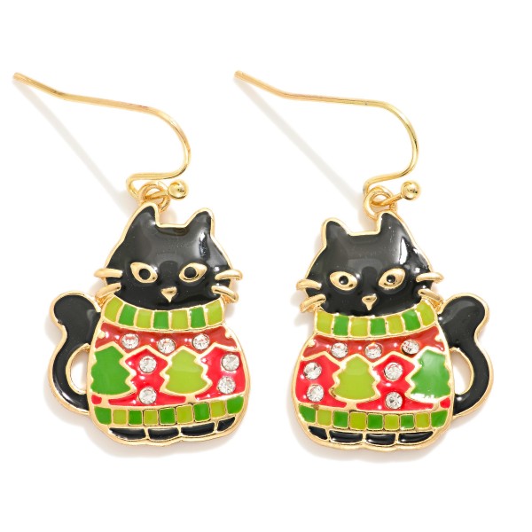 Wholesale enamel Christmas Cat Drop Earrings L