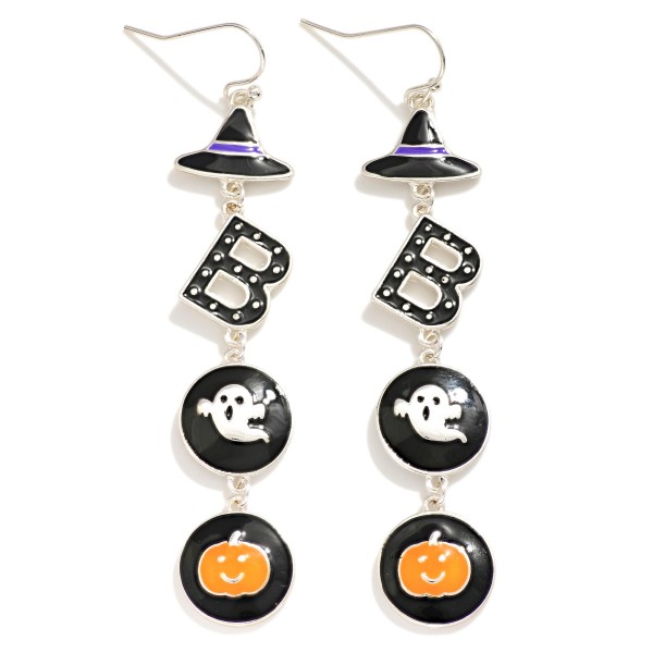 Wholesale linked Enamel Halloween Hat BOO Drop Earrings L