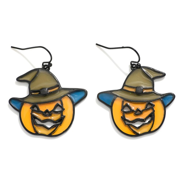 Wholesale stained Glass Jack O Lantern Drop Earrings L