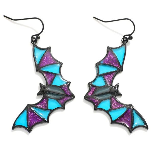 Wholesale stained Glass Glitter Bat Drop Earrings L