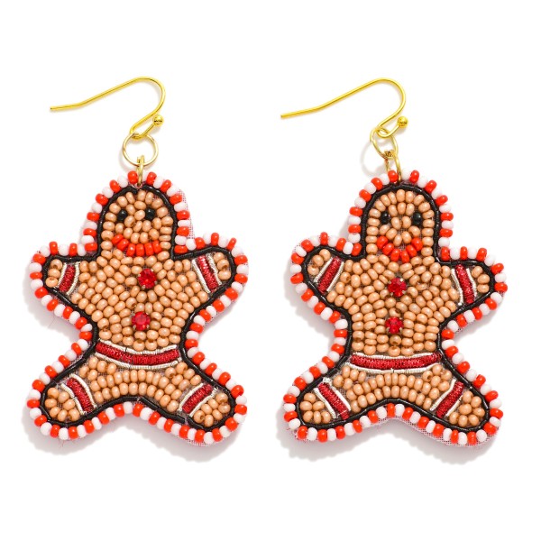Wholesale seed Beaded Gingerbread Man Drop Earrings L