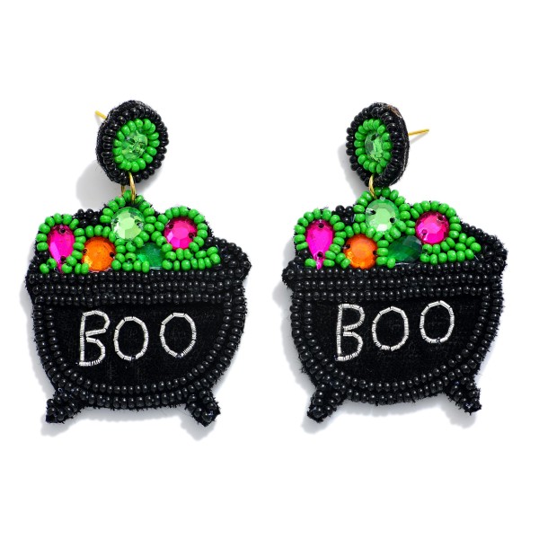 Seed Bead and Rhinestone Halloween Drop Earrings

- Approximately 2.5" L