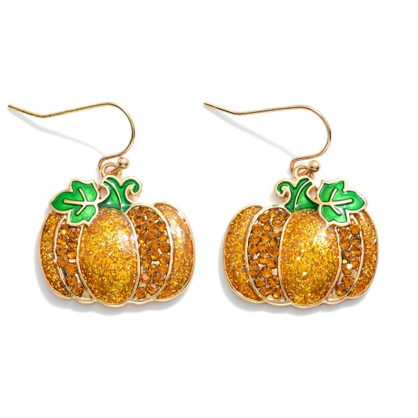 Enamel Glitter Pumpkins Drop Earrings 

- Approximately 1" L