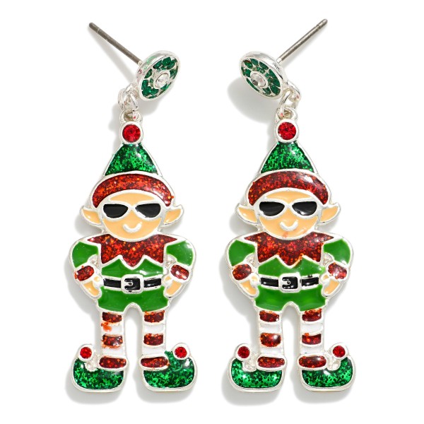 Wholesale glitter Enamel Cool Christmas Elf Drop Earrings L