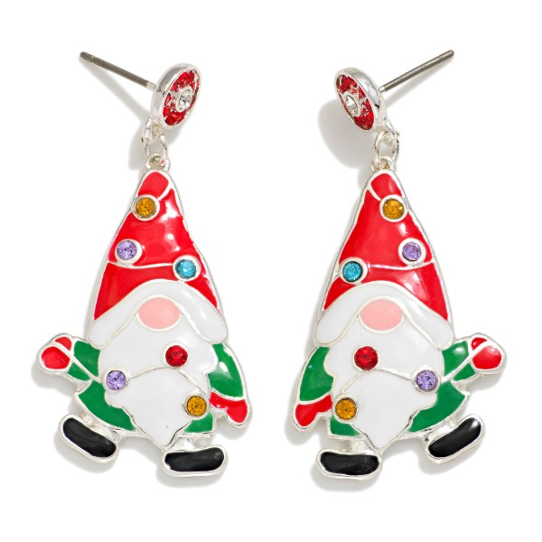 Wholesale enamel Christmas Gnome Post Drop Earrings L