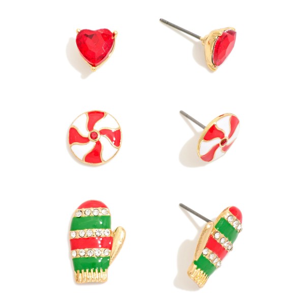 Wholesale set Three Christmas Stud Earrings