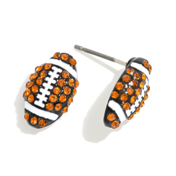 Pave Rhinestone Football Stud Earrings 

- Approximately .5" L