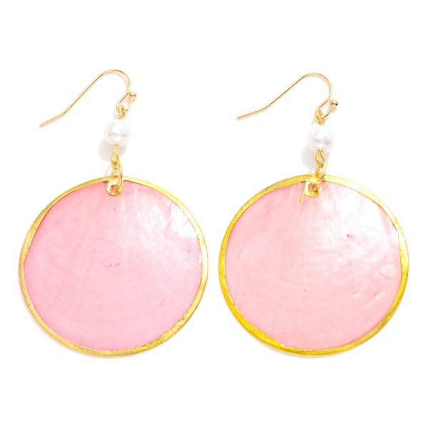 Wholesale circular Shell Drop Earrings Pearl Detail L
