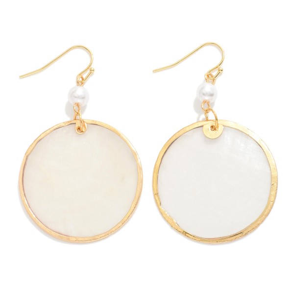 Wholesale circular Shell Drop Earrings Pearl Detail L