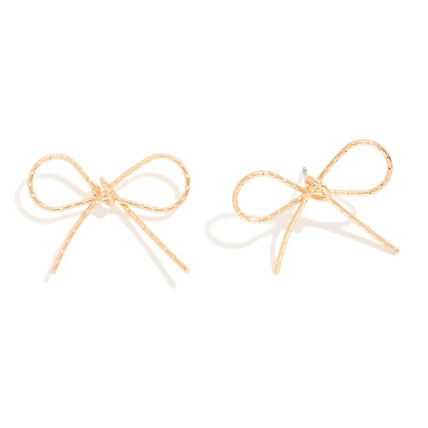 Wholesale textured Metal Bow Drop Earrings L