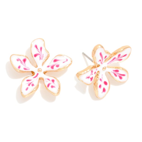 Wholesale enamel Flower Drop Earrings Paint Brush Details L