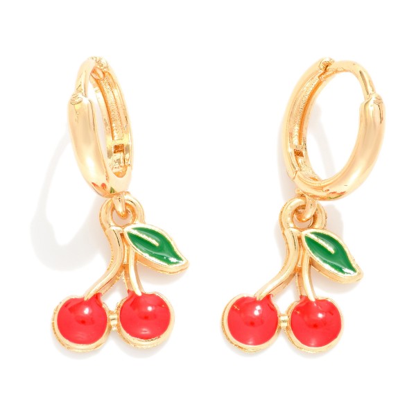 Wholesale metal Huggie Hoop Earrings Cherries Dangle D