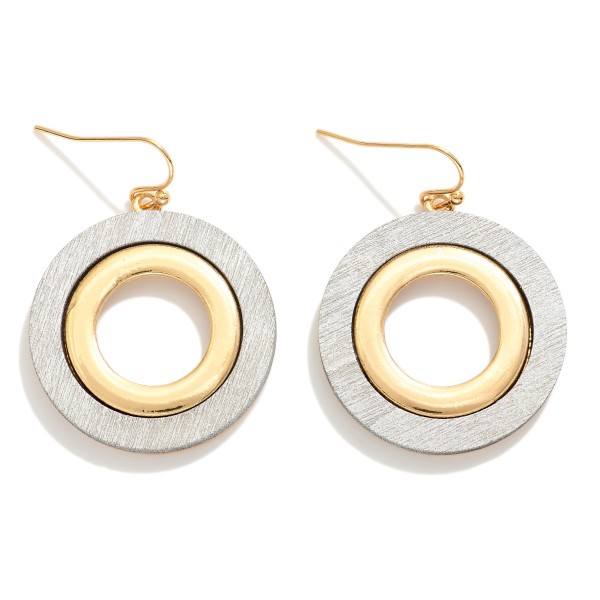 Wholesale brushed Metal Layered Circles Drop Earrings L