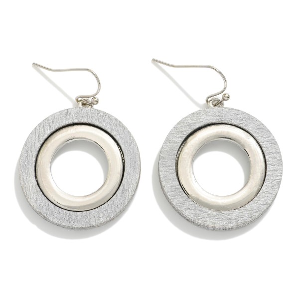 Wholesale brushed Metal Layered Circles Drop Earrings L