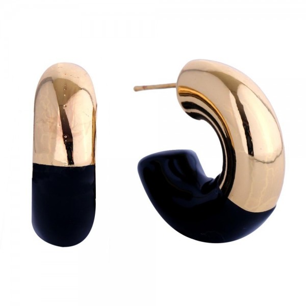 Wholesale do Everything Love Two Chunky Semi Hoop Earring Drop Brass Base Hypoal