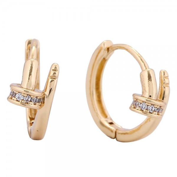 Wholesale do Everything Love Nail Huggie Hoop Earrings Cubic Zirconia Details Wh