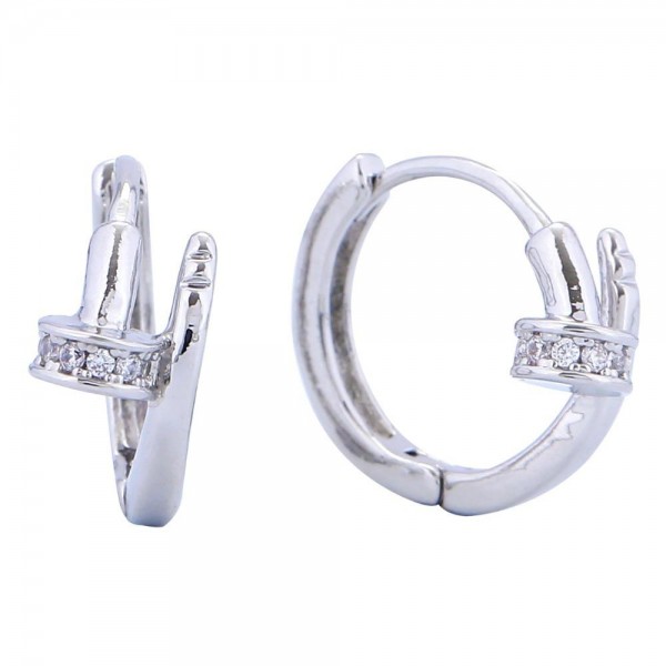 Wholesale do Everything Love Nail Huggie Hoop Earrings Cubic Zirconia Details Wh