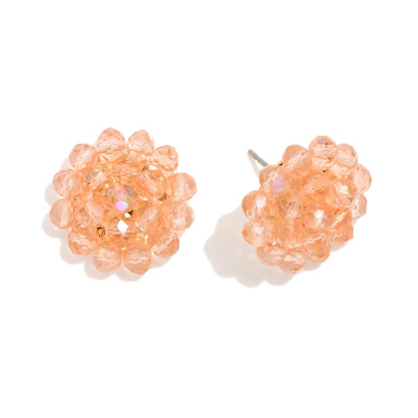 Large Faceted Bead Cluster Stud Earrings 

- Approximately .75" L