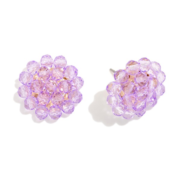 Large Faceted Bead Cluster Stud Earrings 

- Approximately .75" L